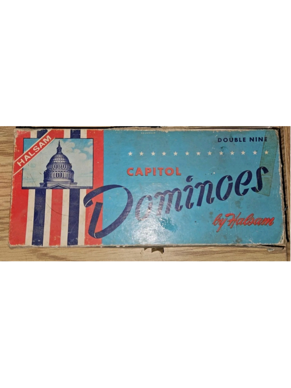 2 Vtg Halsam Capitol Double Nines Wooden Dominoes 1950s Set 930 ,& Dragon Six